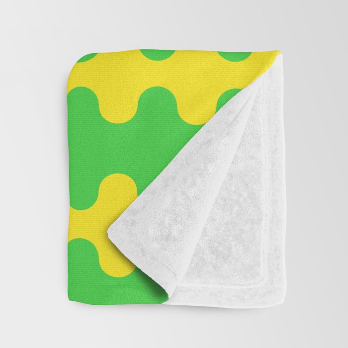 Vivid Ogee A-Go-Go Retro Pop Pattern Neon Green and Yellow Throw Blanket Gallery Image 3