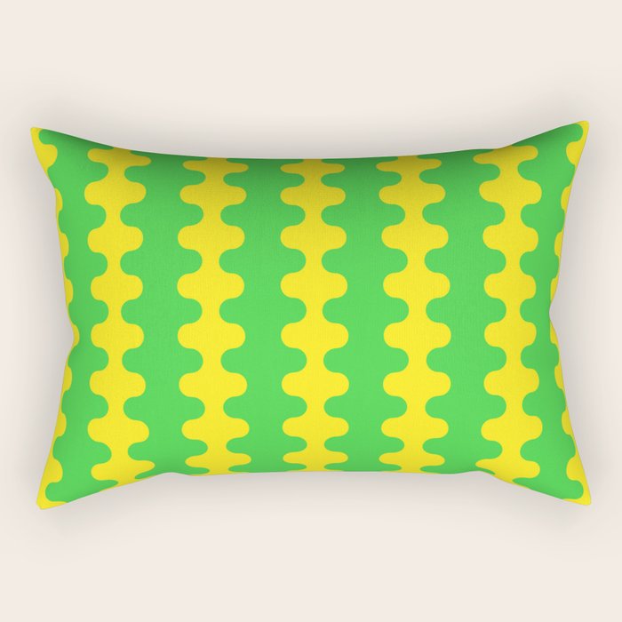 Vivid Ogee A-Go-Go Retro Pop Pattern Neon Green and Yellow Rectangular Pillow Gallery Image 2