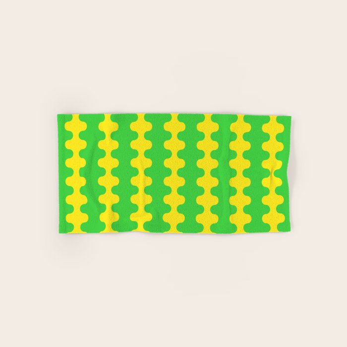 Vivid Ogee A-Go-Go Retro Pop Pattern Neon Green and Yellow Bath Towel Gallery Image 1