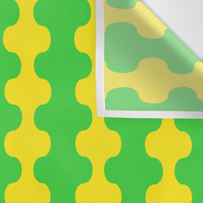 Vivid Ogee A-Go-Go Retro Pop Pattern Neon Green and Yellow Wall Tapestry Gallery Image 3