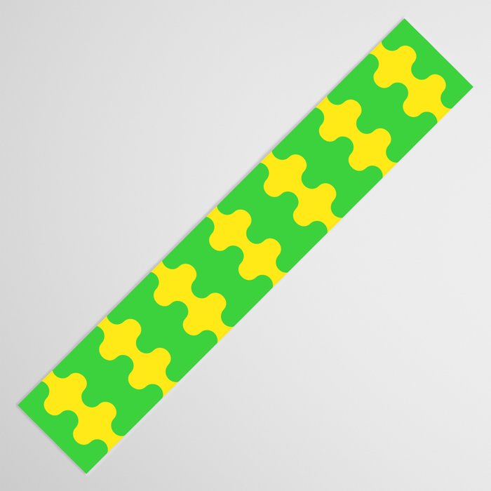 Vivid Ogee A-Go-Go Retro Pop Pattern Neon Green and Yellow Table Runner Gallery Image 3