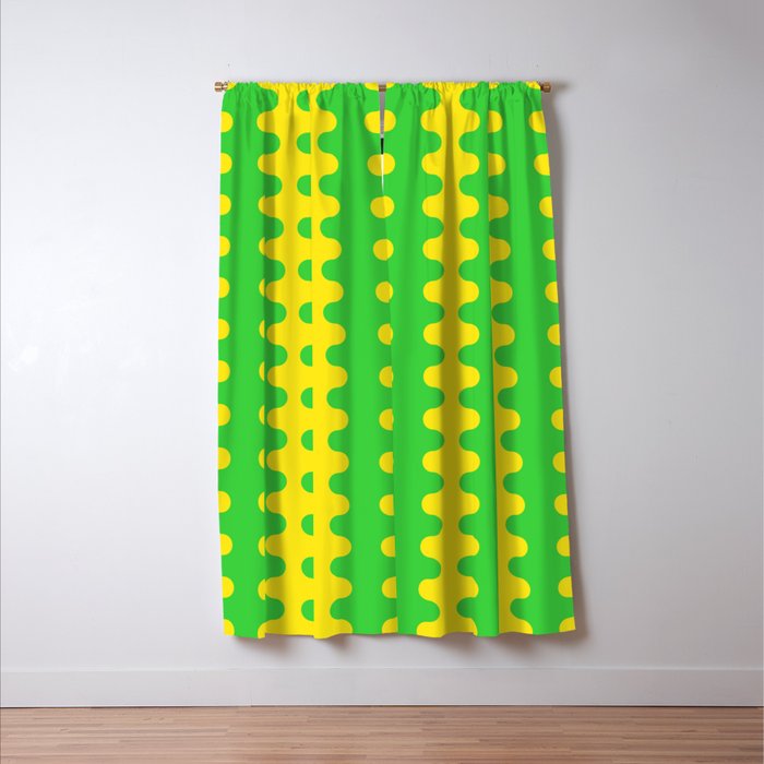 Vivid Ogee A-Go-Go Retro Pop Pattern Neon Green and Yellow Window Curtain Gallery Image 3