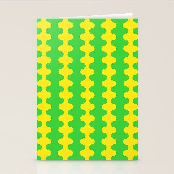 Vivid Ogee A-Go-Go Retro Pop Pattern Neon Green and Yellow Stationery Card Gallery Image 1