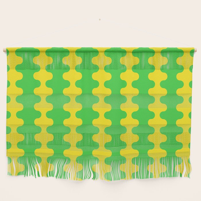Vivid Ogee A-Go-Go Retro Pop Pattern Neon Green and Yellow Wall Hanging Gallery Image 1