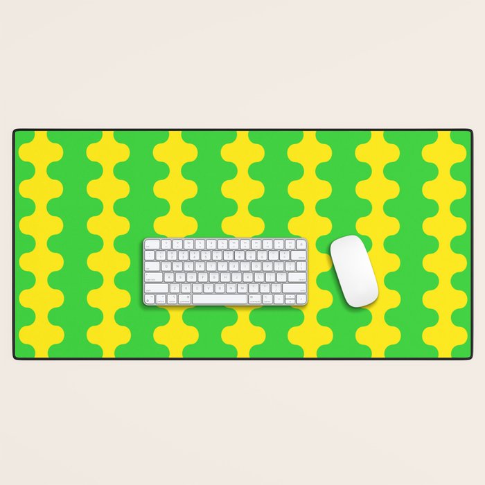 Vivid Ogee A-Go-Go Retro Pop Pattern Neon Green and Yellow Desk Mat Gallery Image 1