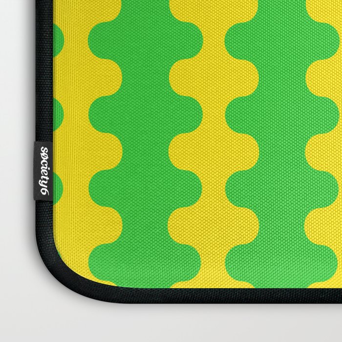 Vivid Ogee A-Go-Go Retro Pop Pattern Neon Green and Yellow Laptop Sleeve Gallery Image 3