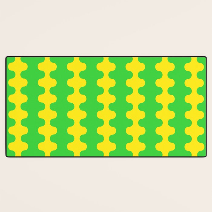 Vivid Ogee A-Go-Go Retro Pop Pattern Neon Green and Yellow Desk Mat Gallery Image 3