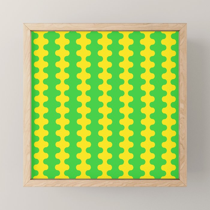Vivid Ogee A-Go-Go Retro Pop Pattern Neon Green and Yellow Mini Art Print Gallery Image 1