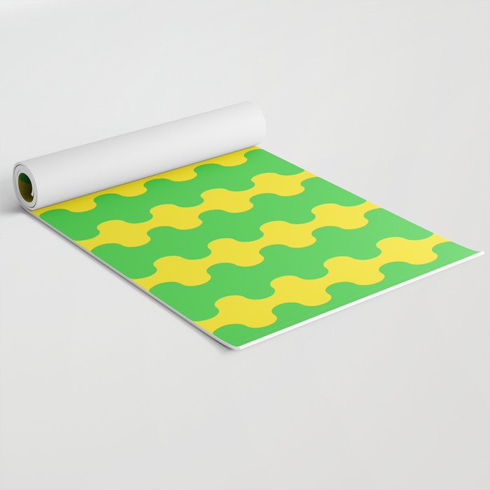 Vivid Ogee A-Go-Go Retro Pop Pattern Neon Green and Yellow Yoga Mat Gallery Image 2