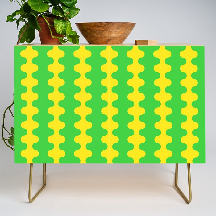 Vivid Ogee A-Go-Go Retro Pop Pattern Neon Green and Yellow Credenza Gallery Image 1