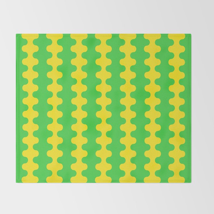 Vivid Ogee A-Go-Go Retro Pop Pattern Neon Green and Yellow Throw Blanket Gallery Image 2