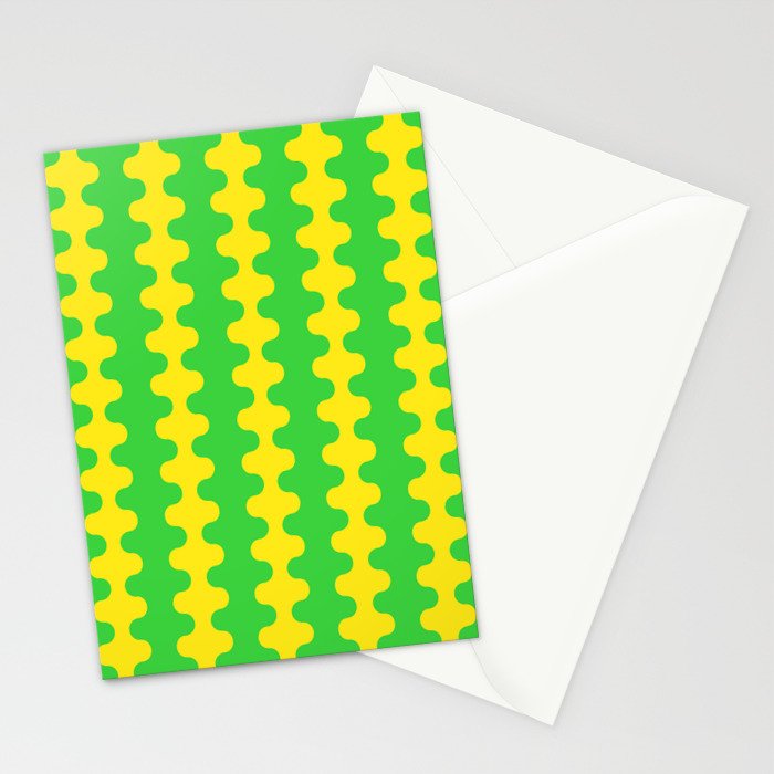 Vivid Ogee A-Go-Go Retro Pop Pattern Neon Green and Yellow Stationery Card Gallery Image 2