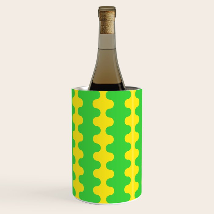 Vivid Ogee A-Go-Go Retro Pop Pattern Neon Green and Yellow Wine Chiller Gallery Image 2
