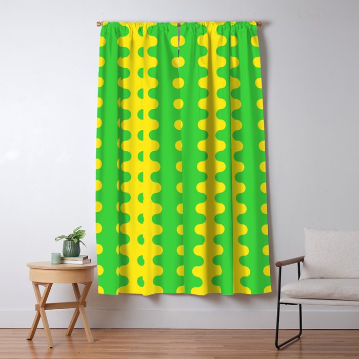Vivid Ogee A-Go-Go Retro Pop Pattern Neon Green and Yellow Window Curtain Gallery Image 5