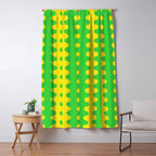 Vivid Ogee A-Go-Go Retro Pop Pattern Neon Green and Yellow Window Curtain Gallery Image 5
