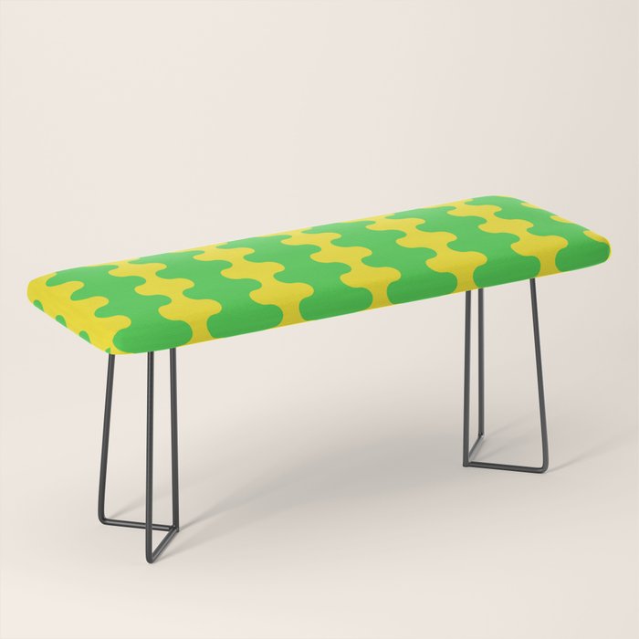 Vivid Ogee A-Go-Go Retro Pop Pattern Neon Green and Yellow Bench Gallery Image 1