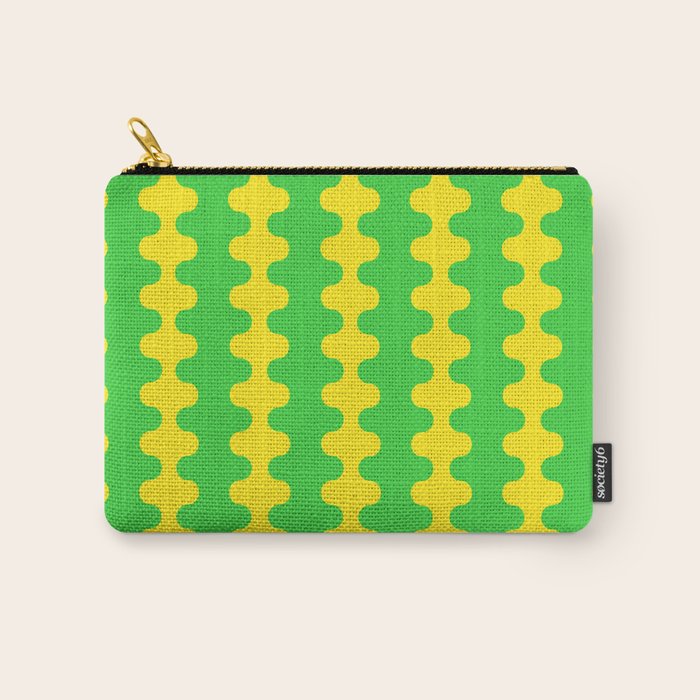 Vivid Ogee A-Go-Go Retro Pop Pattern Neon Green and Yellow Carry All Pouch Gallery Image 1