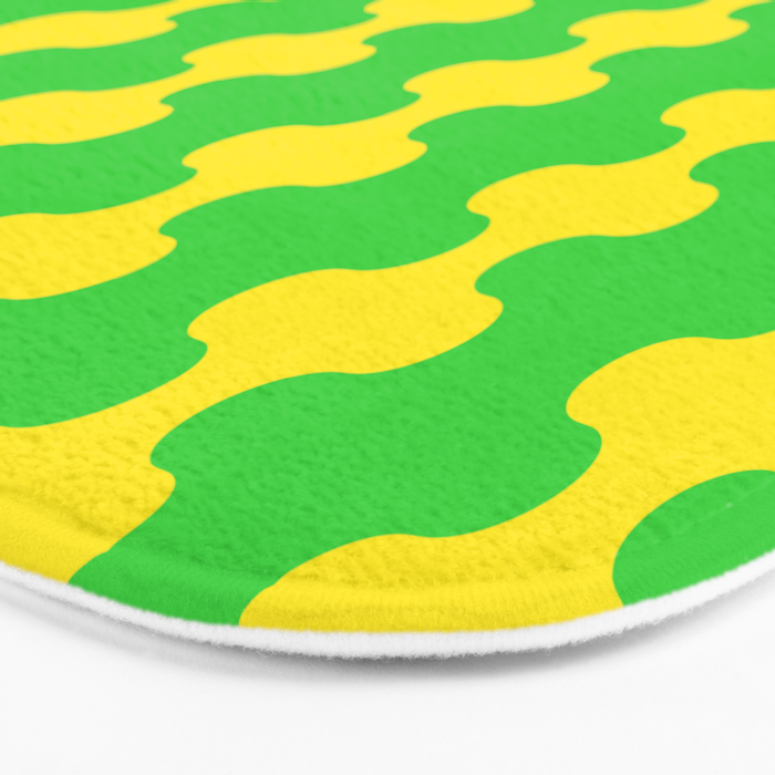 Vivid Ogee A-Go-Go Retro Pop Pattern Neon Green and Yellow Bath Mat Gallery Image 3