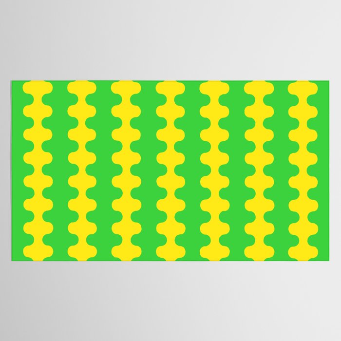 Vivid Ogee A-Go-Go Retro Pop Pattern Neon Green and Yellow Tablecloth Gallery Image 2