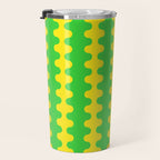 Vivid Ogee A-Go-Go Retro Pop Pattern Neon Green and Yellow Travel Mug Gallery Image 3