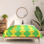 Vivid Ogee A-Go-Go Retro Pop Pattern Neon Green and Yellow Comforter Gallery Image 3