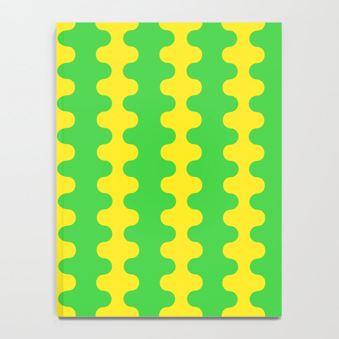 Vivid Ogee A-Go-Go Retro Pop Pattern Neon Green and Yellow Notebook Gallery Image 4