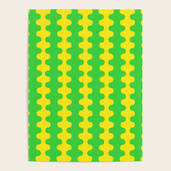 Vivid Ogee A-Go-Go Retro Pop Pattern Neon Green and Yellow Poster Gallery Image 4