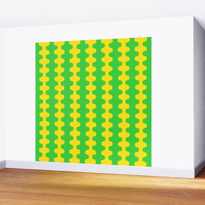 Vivid Ogee A-Go-Go Retro Pop Pattern Neon Green and Yellow Wall Mural Gallery Image 2
