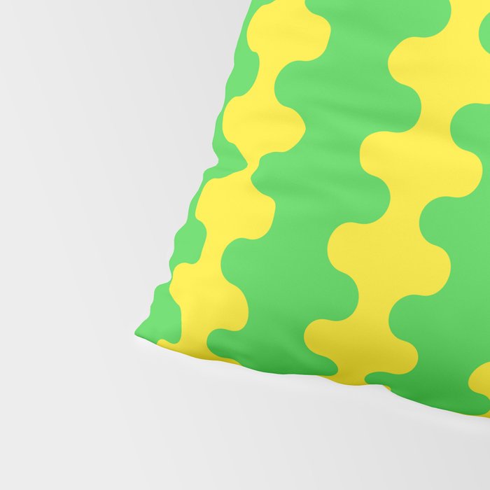 Vivid Ogee A-Go-Go Retro Pop Pattern Neon Green and Yellow Pillow Sham Gallery Image 4