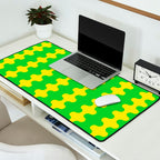 Vivid Ogee A-Go-Go Retro Pop Pattern Neon Green and Yellow Desk Mat Gallery Image 2