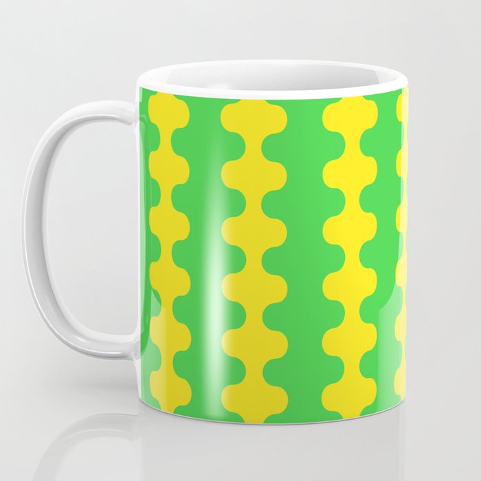 Vivid Ogee A-Go-Go Retro Pop Pattern Neon Green and Yellow Coffee Mug Gallery Image 3