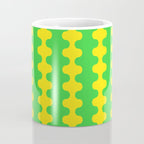 Vivid Ogee A-Go-Go Retro Pop Pattern Neon Green and Yellow Coffee Mug Gallery Image 4
