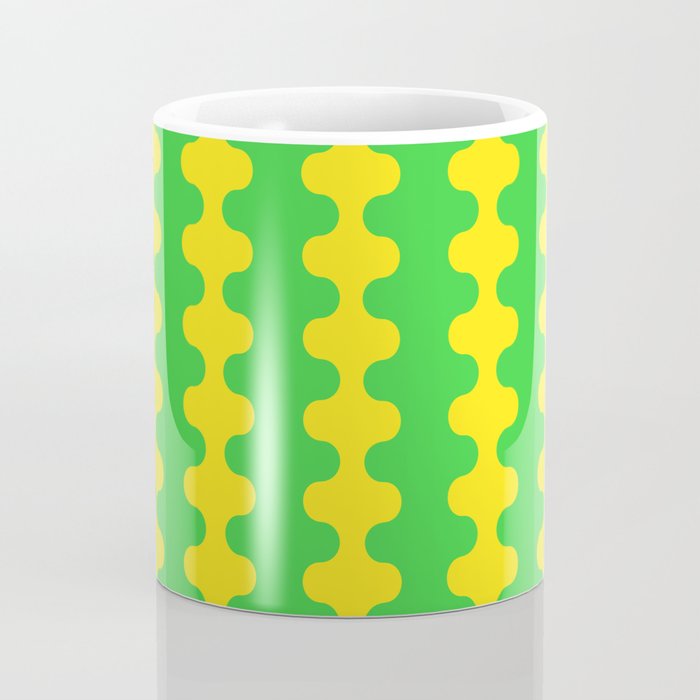 Vivid Ogee A-Go-Go Retro Pop Pattern Neon Green and Yellow Coffee Mug Gallery Image 4