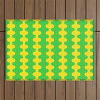 Vivid Ogee A-Go-Go Retro Pop Pattern Neon Green and Yellow Outdoor Rug Gallery Image 1