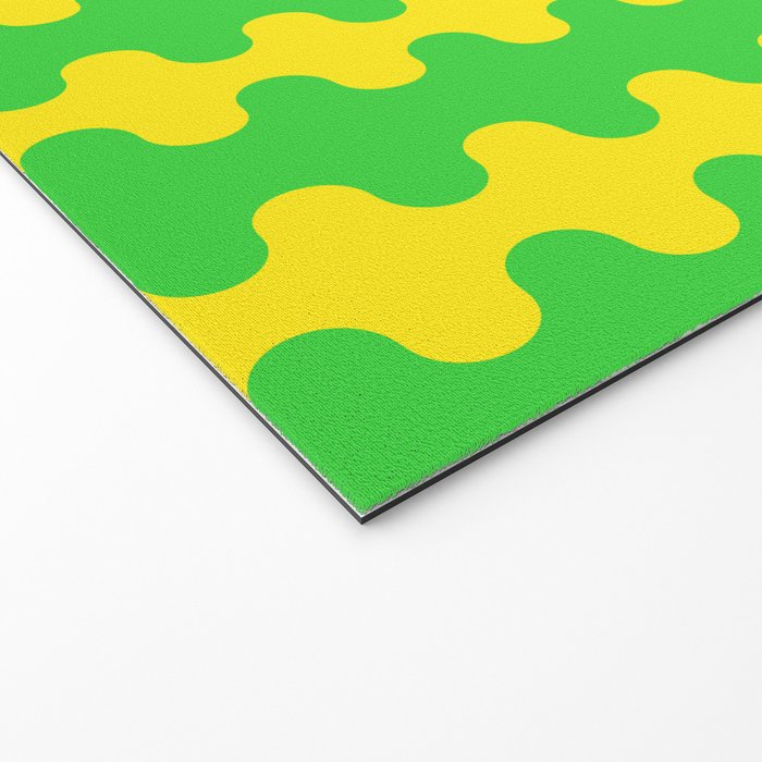 Vivid Ogee A-Go-Go Retro Pop Pattern Neon Green and Yellow Welcome Mat Gallery Image 2