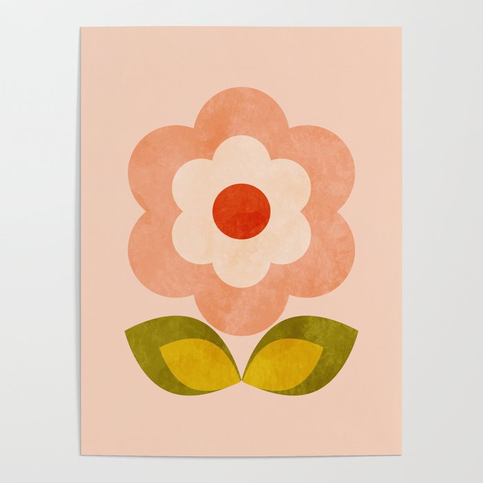 retro daisy minimal pink Poster Gallery Image 1