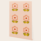 retro daisy minimal pink Wallpaper Gallery Image 2