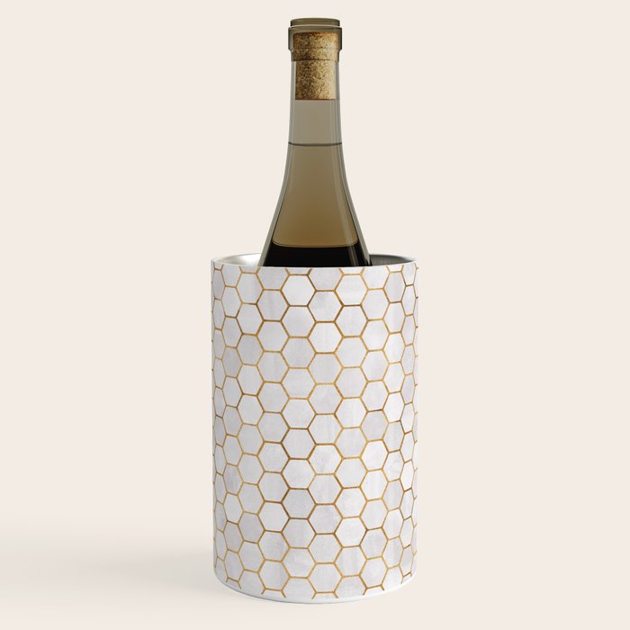 Neutral Geometric Hexagon Pattern Wine Chiller Gallery Image 1