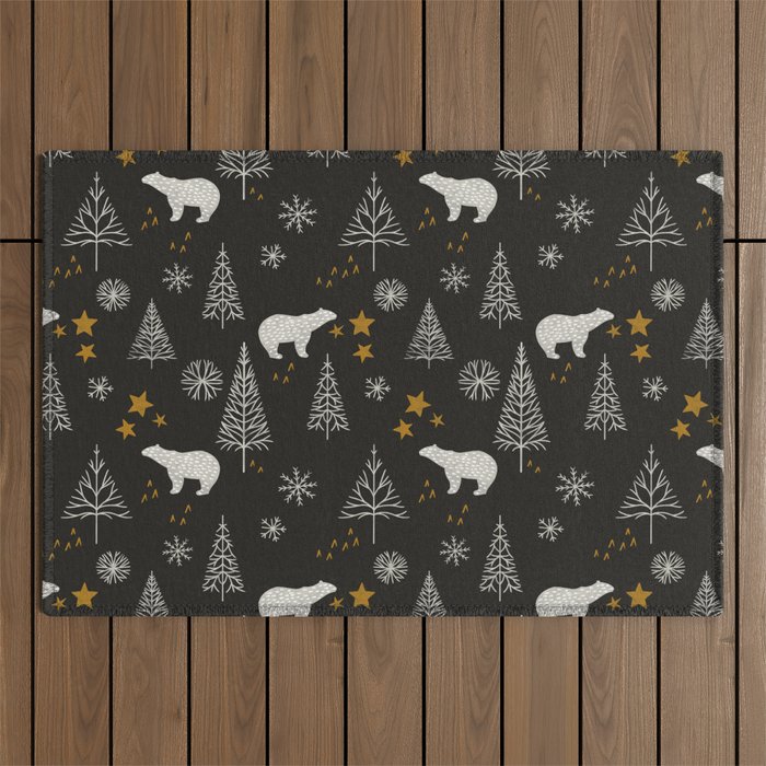 Modern Dark Christmas  Outdoor Rug Gallery Image 1