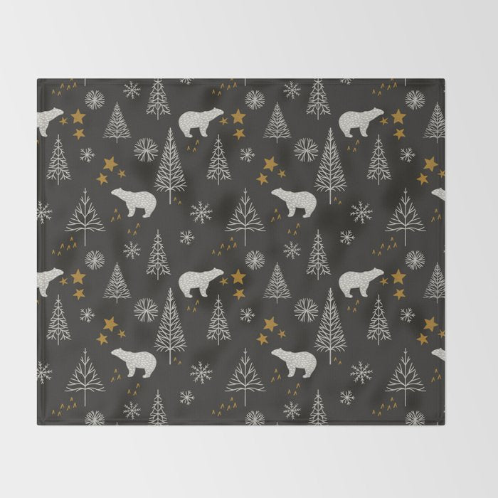 Modern Dark Christmas  Throw Blanket Gallery Image 2