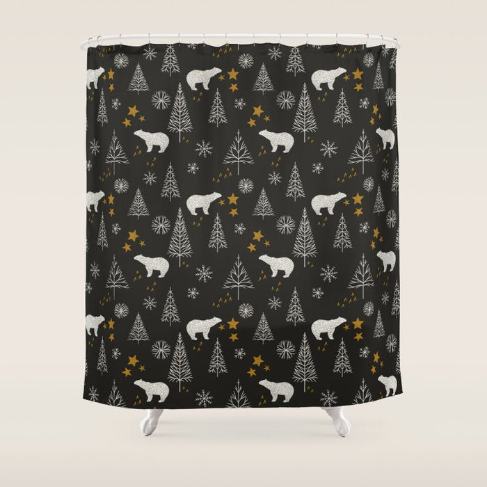 Modern Dark Christmas  Shower Curtain Gallery Image 1