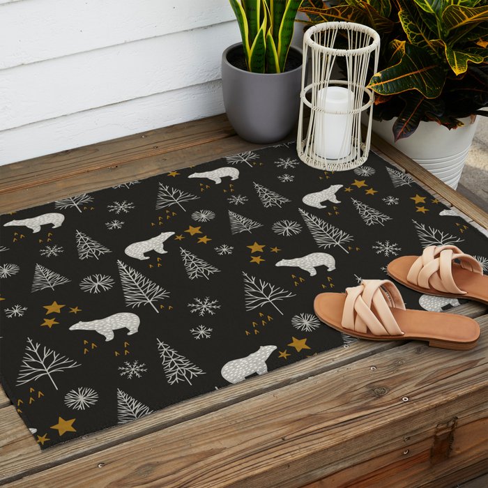 Modern Dark Christmas  Outdoor Rug Gallery Image 2