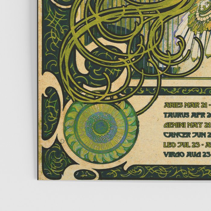 Emerald Green Vintage Astrology Poster | Alphonse Mucha  Poster Gallery Image 3