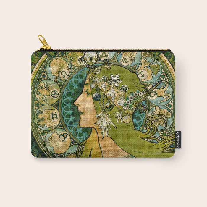 Emerald Green Vintage Astrology Poster | Alphonse Mucha  Carry All Pouch Gallery Image 1