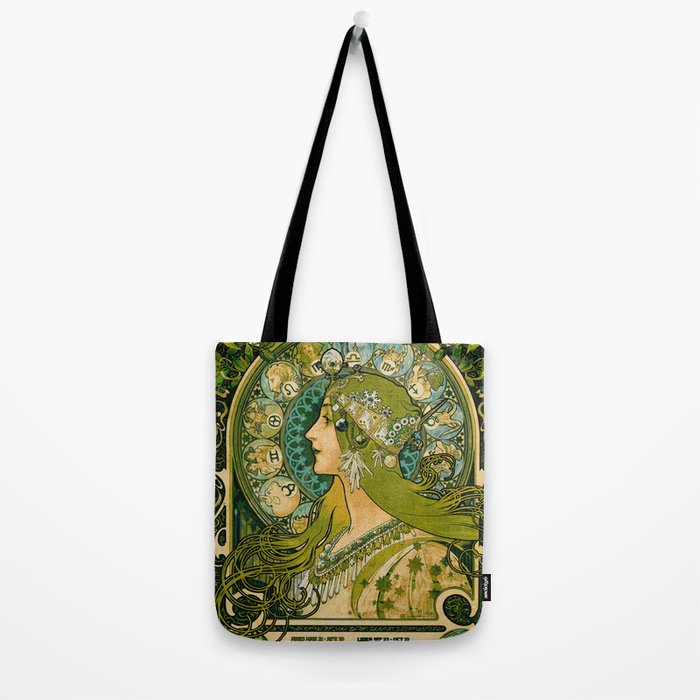 Emerald Green Vintage Astrology Poster | Alphonse Mucha  Tote Bag Gallery Image 2