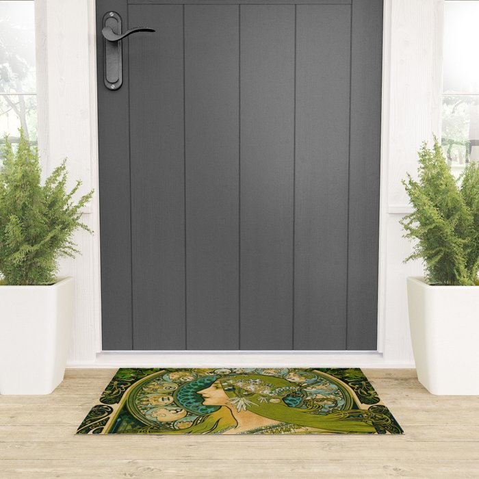 Emerald Green Vintage Astrology Poster | Alphonse Mucha  Welcome Mat Gallery Image 3