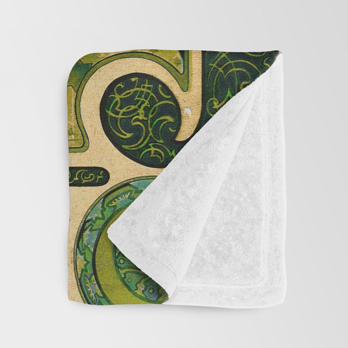Emerald Green Vintage Astrology Poster | Alphonse Mucha  Throw Blanket Gallery Image 3