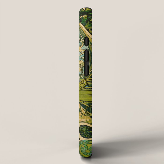 Emerald Green Vintage Astrology Poster | Alphonse Mucha  iPhone Case Gallery Image 2