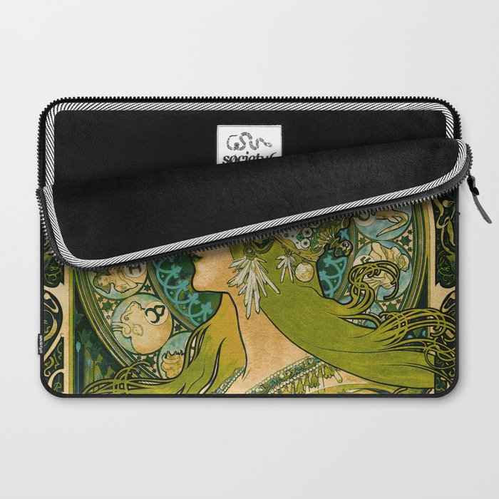 Emerald Green Vintage Astrology Poster | Alphonse Mucha  Laptop Sleeve Gallery Image 2