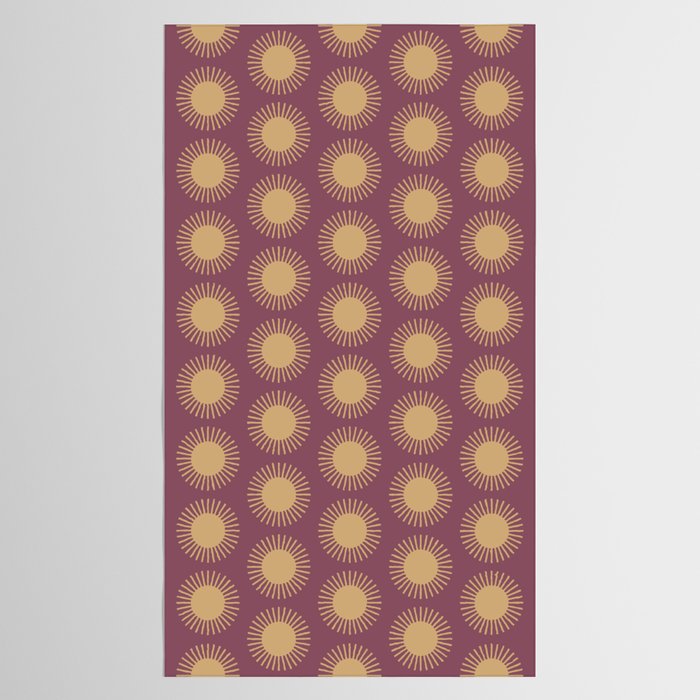 Boho Summer Sun Pattern XI Mauve and Neutral Yellow Tablecloth Gallery Image 2